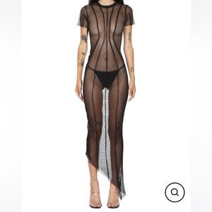 SAM MIRO VINTAGE BLACK MESH DRESS SIZE S